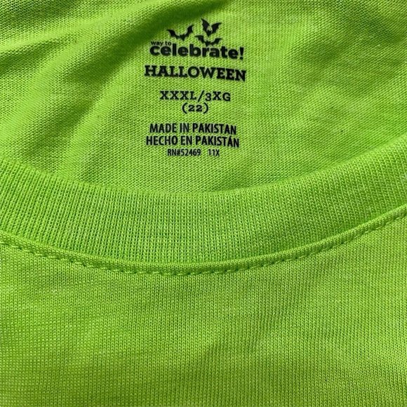 Way To Celebrate Halloween Momster T Shirt XXL or XXXL Green with Black Bats - Picture 7 of 7